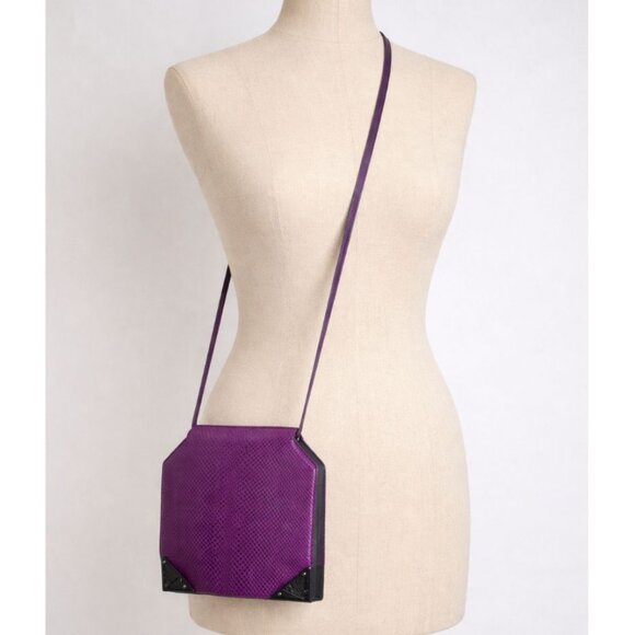 Judith Jack Karung Snakeskin Shoulder Bag Purple Marcasite Art Deco Crossbody - Picture 3 of 11